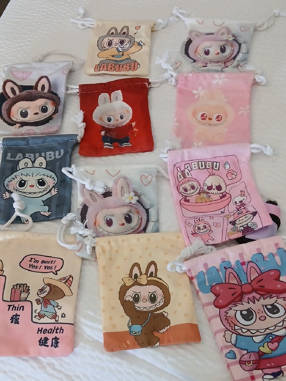 Cute Bunny Character Drawstring Pouches - Multi Color